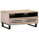 Salontafel met massief mangohout en glazen tafelblad voor stijl en functionaliteit - Bruin / 1 / massief mangohout