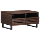 Salontafel met massief mangohout en glazen tafelblad voor stijl en functionaliteit - Donkerbruin / 1 / massief