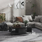 Salontafel met metalen poten en bewerkt hout in hoogglans grijs - Hoogglans grijs / 1 - Salontafels