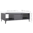 Salontafel met metalen poten en bewerkt hout in hoogglans grijs - Salontafels