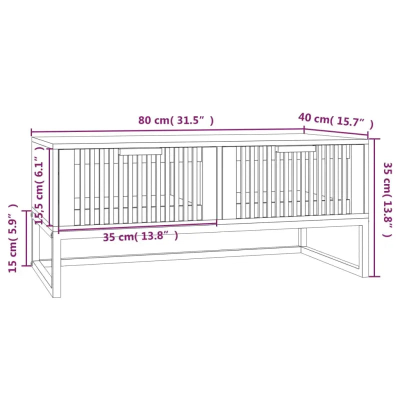 Salontafel met metalen poten en bewerkt hout voor een stijlvolle kamer - Salontafels