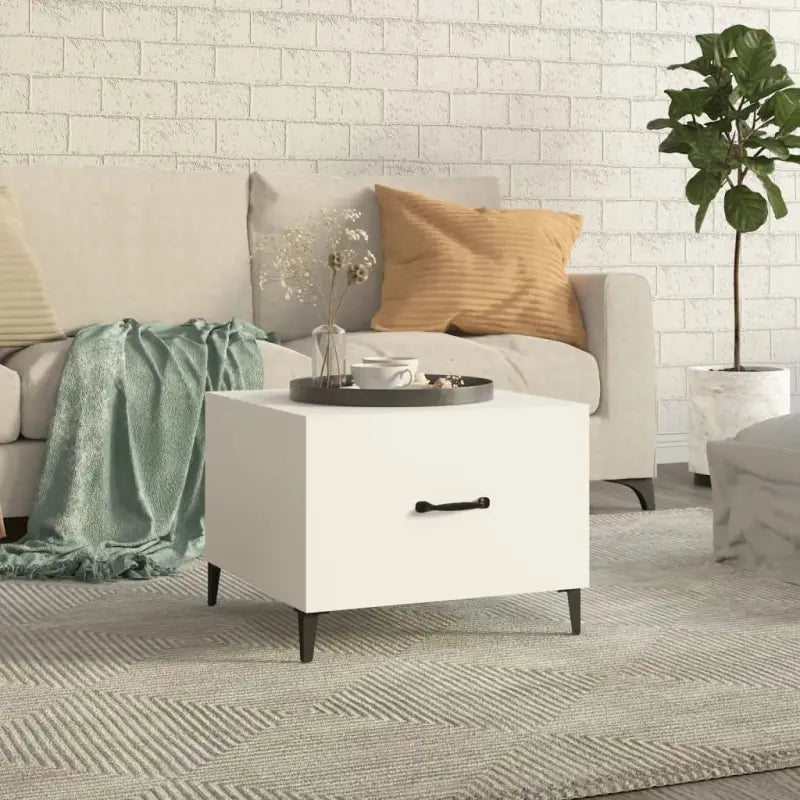 Salontafel met metalen poten en bewerkt hout voor industriële stijl - Wit / 1 - Salontafels