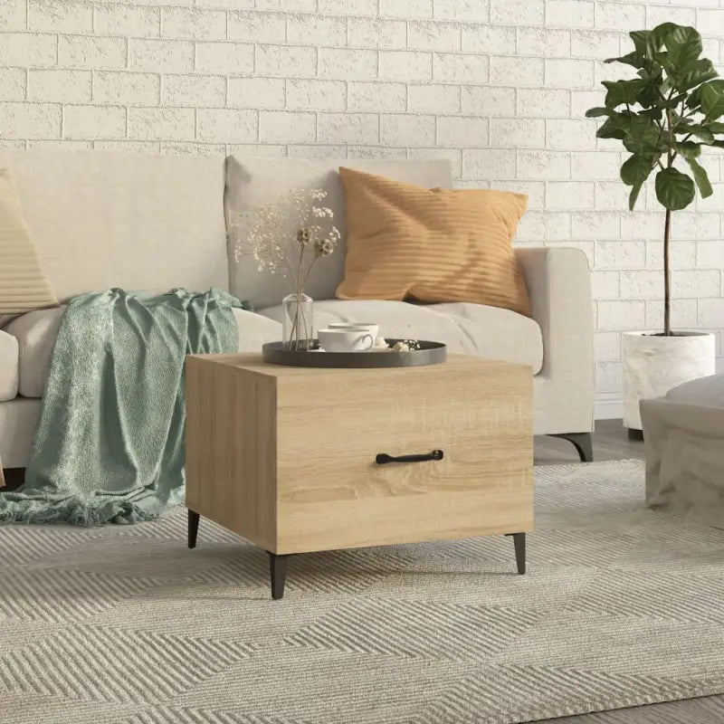 Salontafel met metalen poten en bewerkt hout voor industriële stijl - Sonoma eiken / 1 - Salontafels