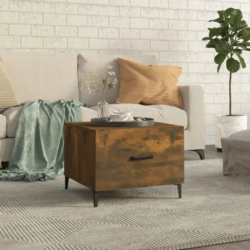 Salontafel met metalen poten en bewerkt hout voor industriële stijl - Gerookt eiken / 1 - Salontafels