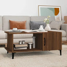 Salontafel met metalen poten en hoogglans wit afwerking van bewerkt hout - bruin eikenkleur / 1 - Salontafels