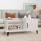 Salontafel met metalen poten en hoogglans wit afwerking van bewerkt hout - Salontafels