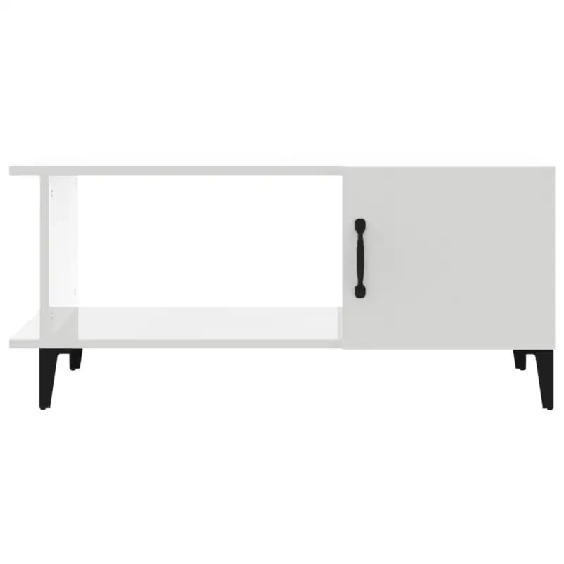 Salontafel met metalen poten en hoogglans wit afwerking van bewerkt hout - Salontafels