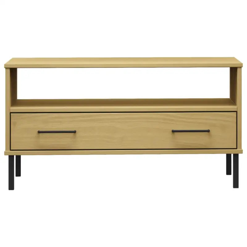 Salontafel met metalen poten van massief grenenhout - Salontafels