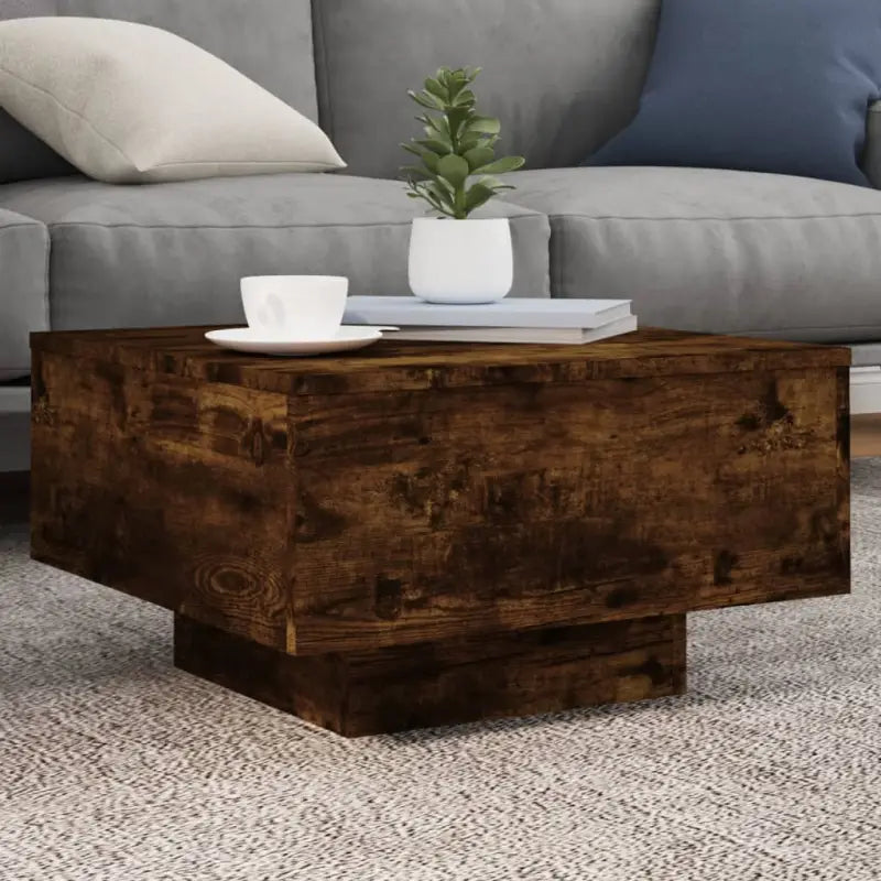 Salontafel met modern design van bewerkt hout voor in de woonkamer - Gerookt eiken / 55 x 55 x 31 cm / 1 - Salontafels