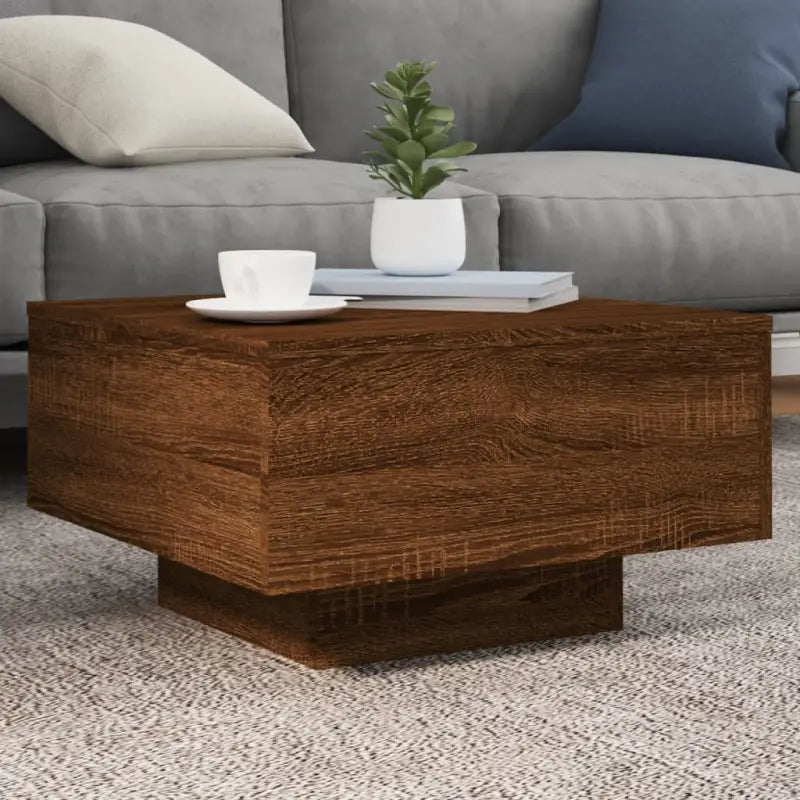 Salontafel met modern design van bewerkt hout voor in de woonkamer - bruin eikenkleur / 55 x 55 x 31 cm / 1