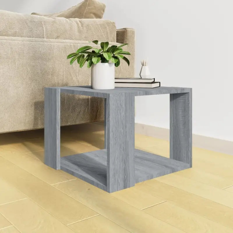 Salontafel met opbergruimte in bewerkt hout en grijs sonoma - Salontafels