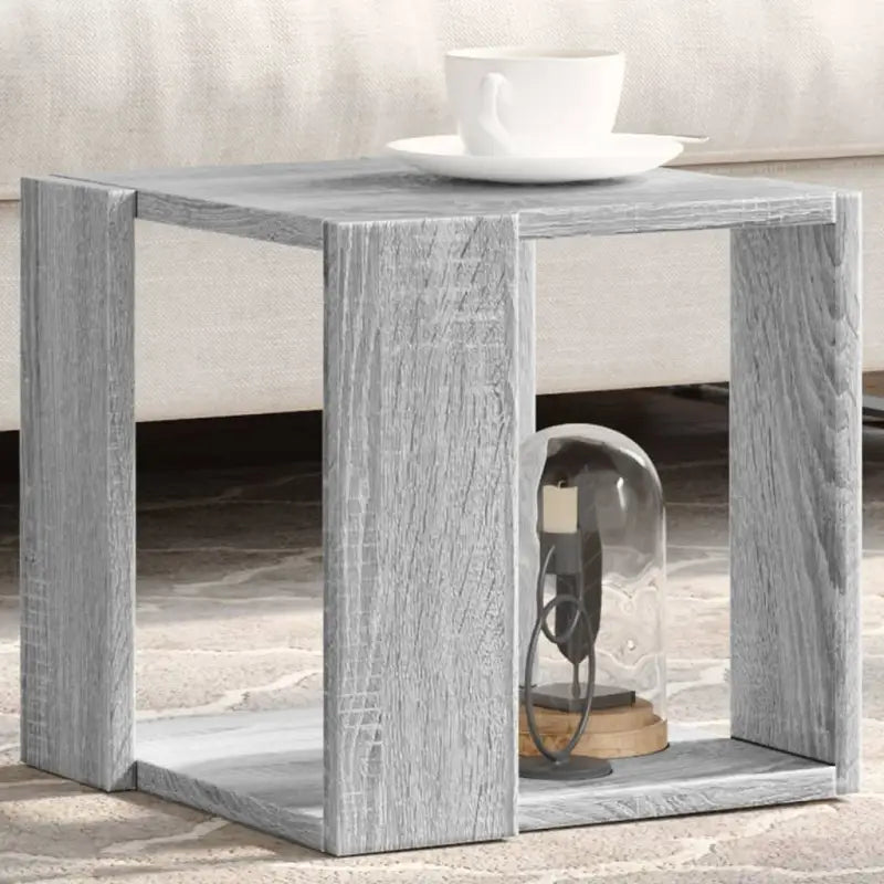 Salontafel met opbergruimte in bewerkt hout en grijs sonoma - Grijs sonoma / 32 x 32 x 30 cm / 1 - Salontafels