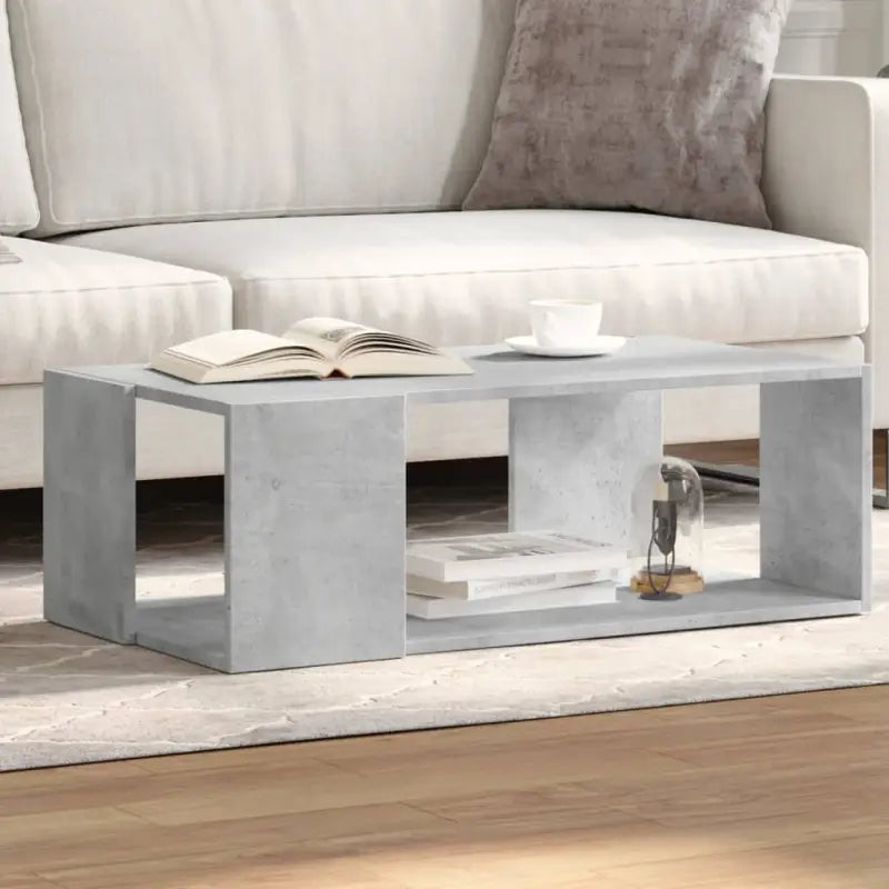 Salontafel met opbergruimte in bewerkt hout en grijs sonoma - Betongrijs / 89.5 x 48 x 30 cm / 1 - Salontafels