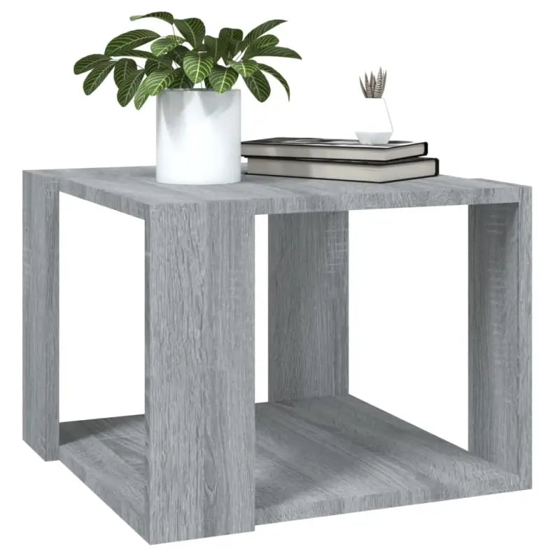 Salontafel met opbergruimte in bewerkt hout en grijs sonoma - Salontafels