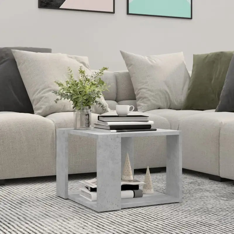 Salontafel met opbergruimte in bewerkt hout en grijs sonoma - Betongrijs / 40 x 40 x 30 cm / 1 - Salontafels