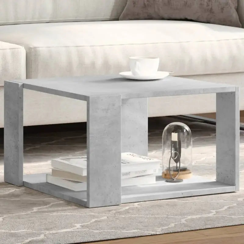 Salontafel met opbergruimte in bewerkt hout en grijs sonoma - Betongrijs / 51.5 x 51.5 x 30 cm / 1 - Salontafels