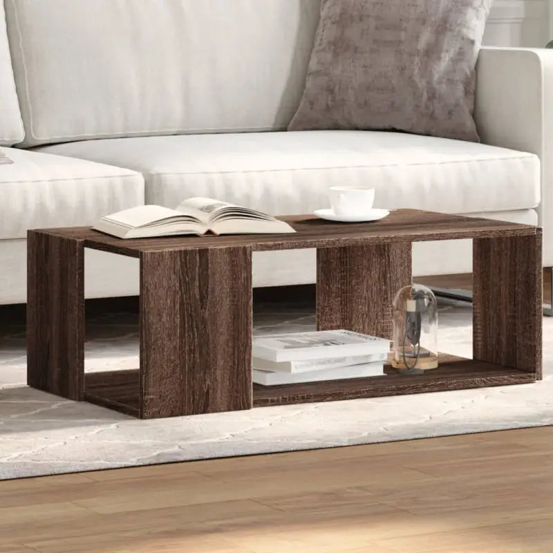 Salontafel met opbergruimte in bewerkt hout en grijs sonoma - bruin eikenkleur / 89.5 x 48 x 30 cm / 1 - Salontafels