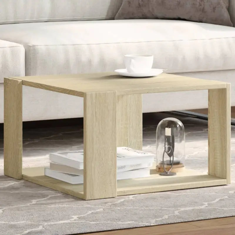 Salontafel met opbergruimte in bewerkt hout en grijs sonoma - Sonoma eiken / 51.5 x 51.5 x 30 cm / 1 - Salontafels