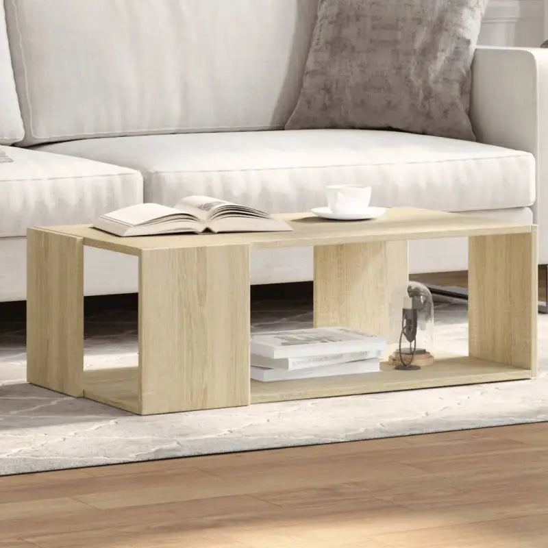 Salontafel met opbergruimte in bewerkt hout en grijs sonoma - Sonoma eiken / 89.5 x 48 x 30 cm / 1 - Salontafels