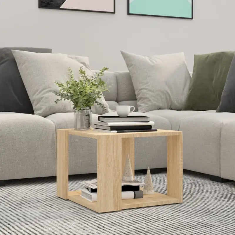 Salontafel met opbergruimte in bewerkt hout en grijs sonoma - Sonoma eiken / 40 x 40 x 30 cm / 1 - Salontafels