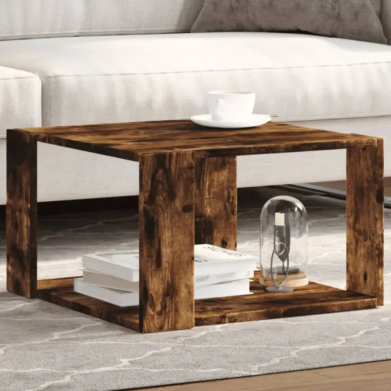 Salontafel met opbergruimte in bewerkt hout en grijs sonoma - Gerookt eiken / 51.5 x 51.5 x 30 cm / 1 - Salontafels