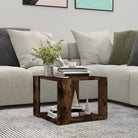 Salontafel met opbergruimte in bewerkt hout en grijs sonoma - Gerookt eiken / 40 x 40 x 30 cm / 1 - Salontafels