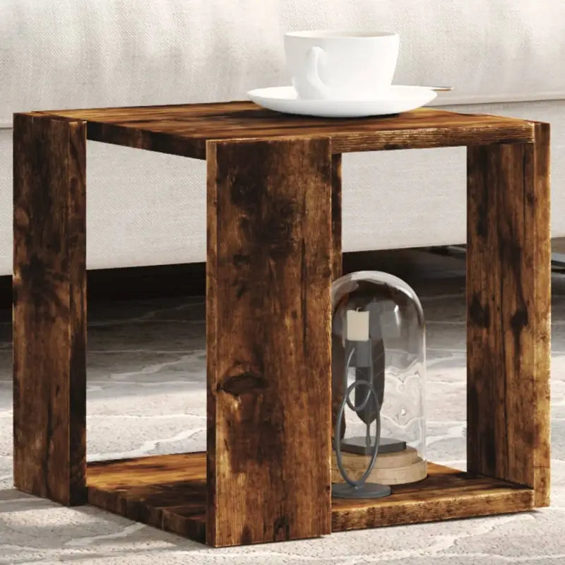 Salontafel met opbergruimte in bewerkt hout en grijs sonoma - Gerookt eiken / 32 x 32 x 30 cm / 1 - Salontafels