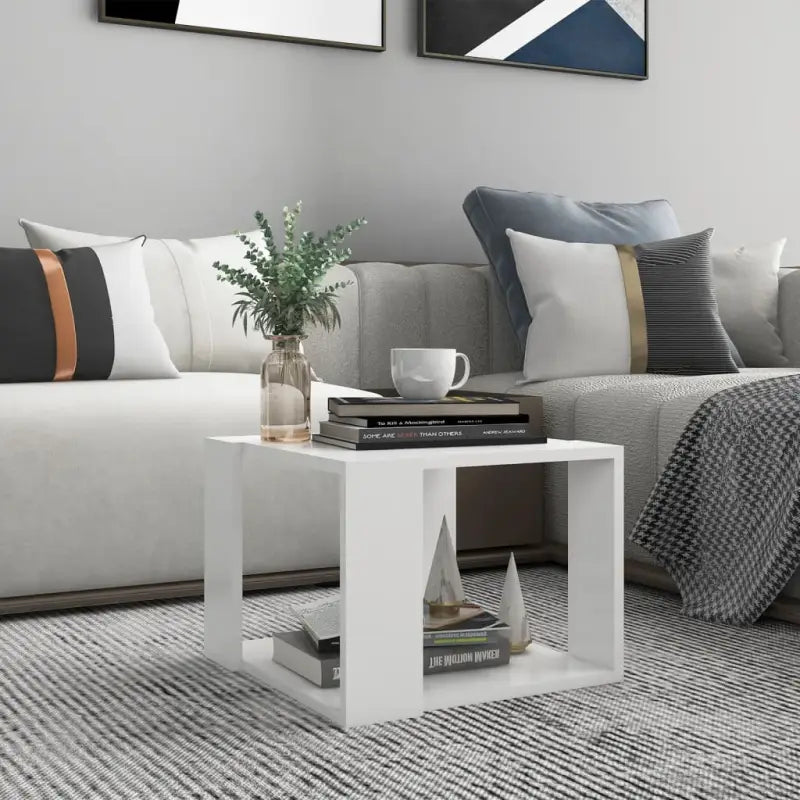 Salontafel met opbergruimte in bewerkt hout en grijs sonoma - Wit / 40 x 40 x 30 cm / 1 - Salontafels
