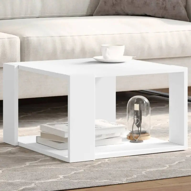 Salontafel met opbergruimte in bewerkt hout en grijs sonoma - Wit / 51.5 x 51.5 x 30 cm / 1 - Salontafels