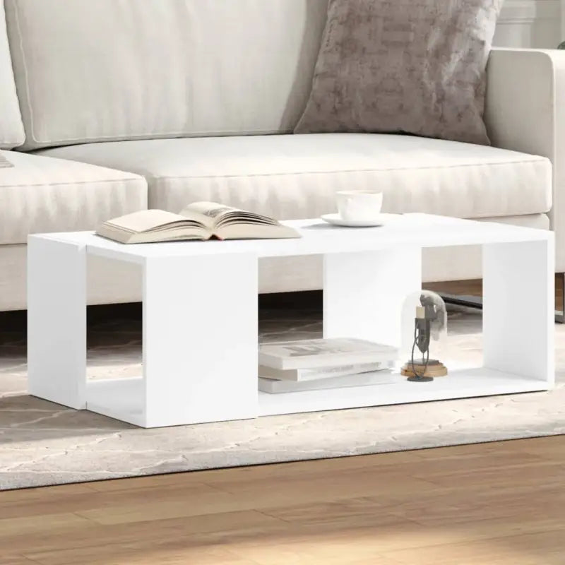 Salontafel met opbergruimte in bewerkt hout en grijs sonoma - Wit / 89.5 x 48 x 30 cm / 1 - Salontafels