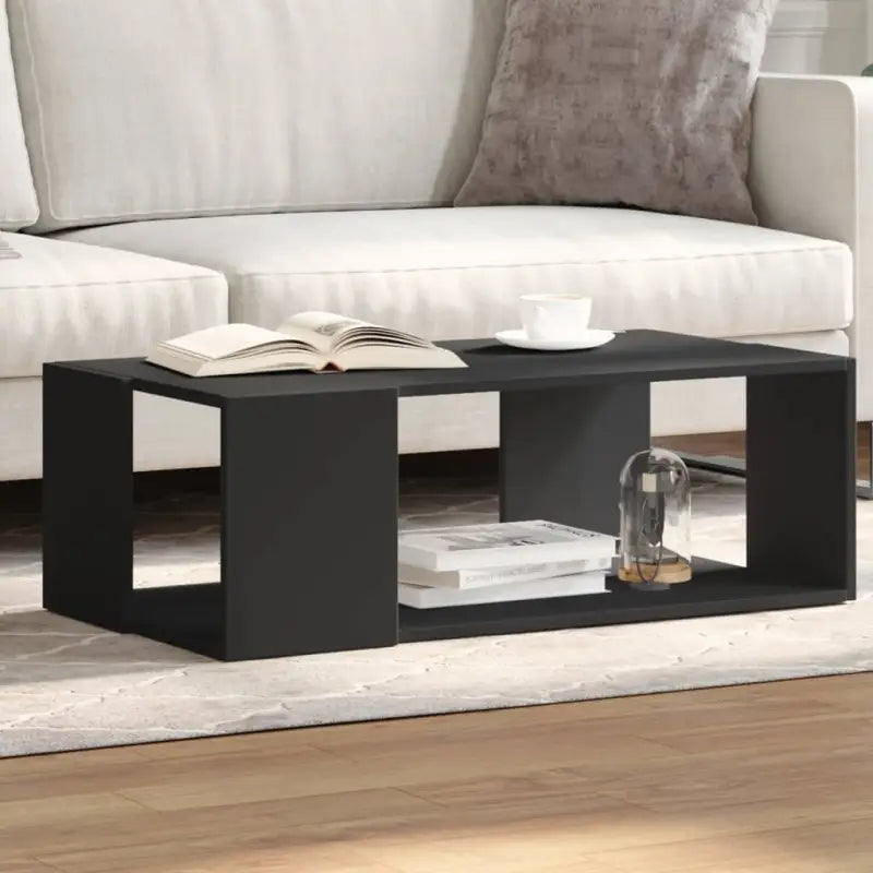 Salontafel met opbergruimte in bewerkt hout en grijs sonoma - Zwart / 89.5 x 48 x 30 cm / 1 - Salontafels