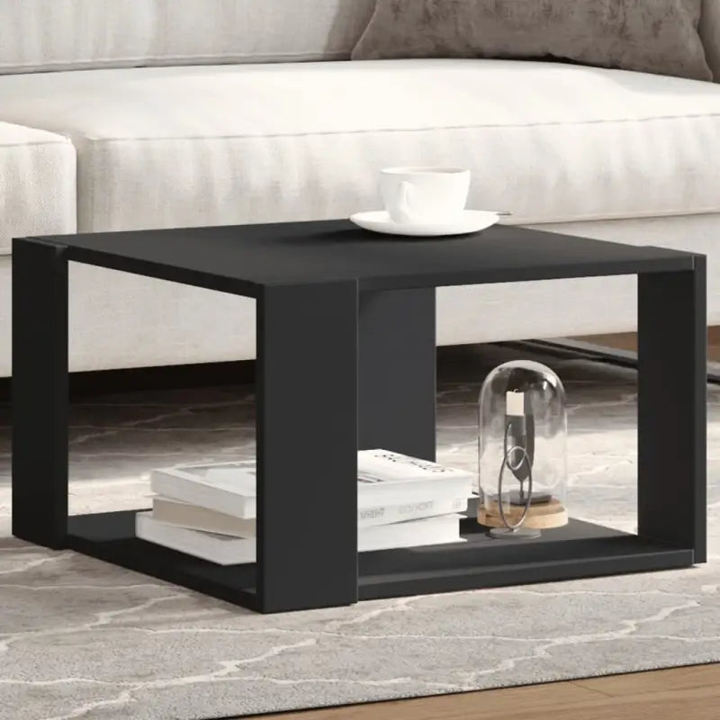 Salontafel met opbergruimte in bewerkt hout en grijs sonoma - Zwart / 51.5 x 51.5 x 30 cm / 1 - Salontafels