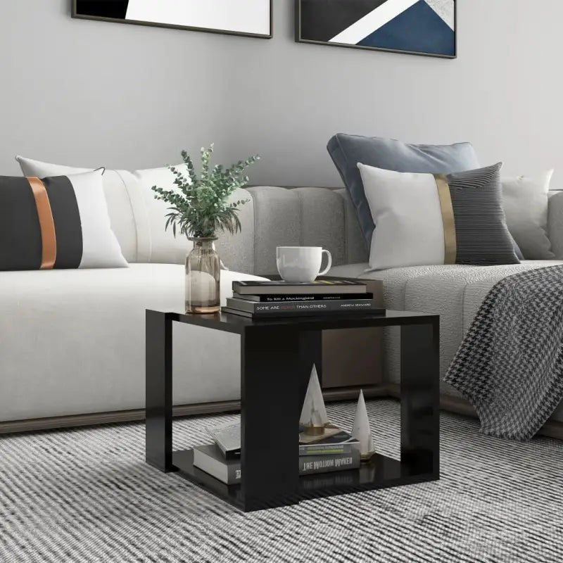 Salontafel met opbergruimte in bewerkt hout en grijs sonoma - Zwart / 40 x 40 x 30 cm / 1 - Salontafels