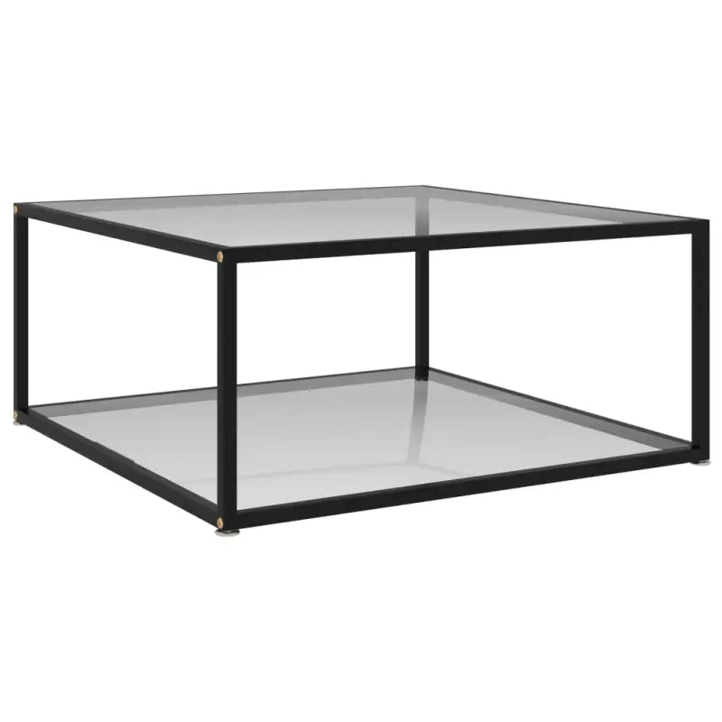 Salontafel met twee lagen van gehard glas en gepoedercoat staal - Doorzichtig / 80 x 80 x 35 cm / 1 - Salontafels