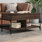 Salontafel van bewerkt gerookt eiken met verstelbare poten - bruin eikenkleur / 1 / 100 cm - Salontafels