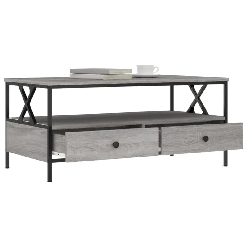 Salontafel van bewerkt hout in grijs Sonoma eiken voor stijlvolle woonkamer - Salontafels