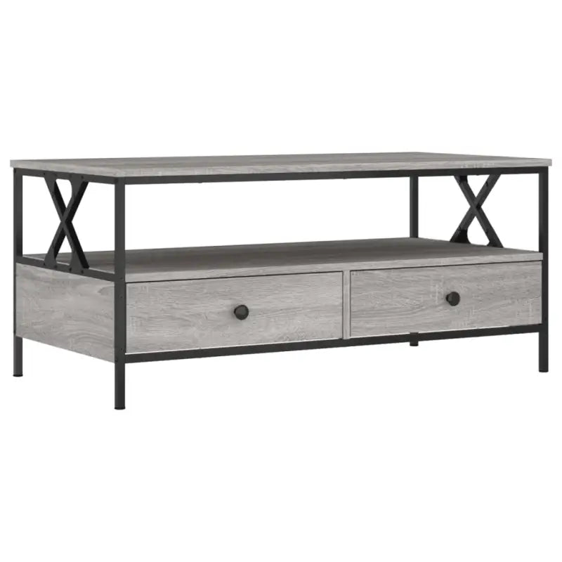 Salontafel van bewerkt hout in grijs Sonoma eiken voor stijlvolle woonkamer - Salontafels