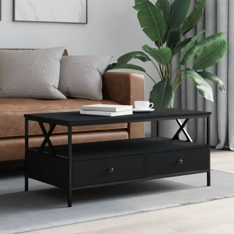 Salontafel van bewerkt hout in grijs Sonoma eiken voor stijlvolle woonkamer - Zwart / 1 - Salontafels