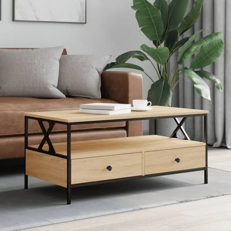 Salontafel van bewerkt hout in grijs Sonoma eiken voor stijlvolle woonkamer - Sonoma eiken / 1 - Salontafels