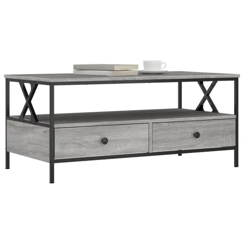 Salontafel van bewerkt hout in grijs Sonoma eiken voor stijlvolle woonkamer - Salontafels