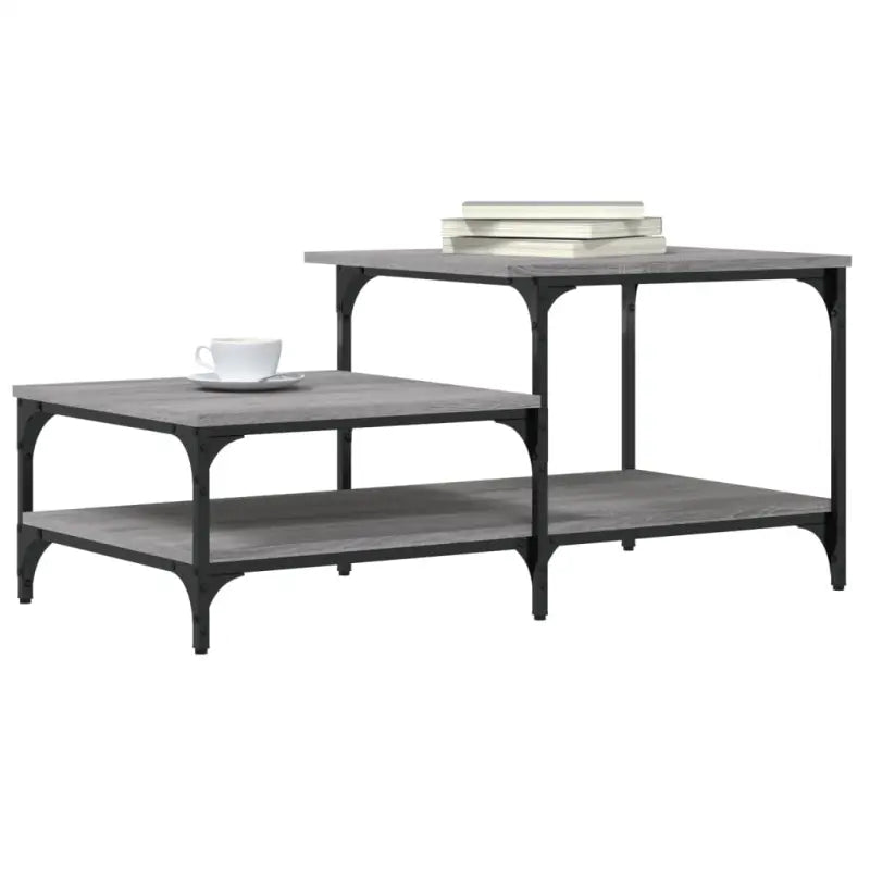 Salontafel van bewerkt hout in grijs Sonoma voor een elegante woonkamer - Salontafels