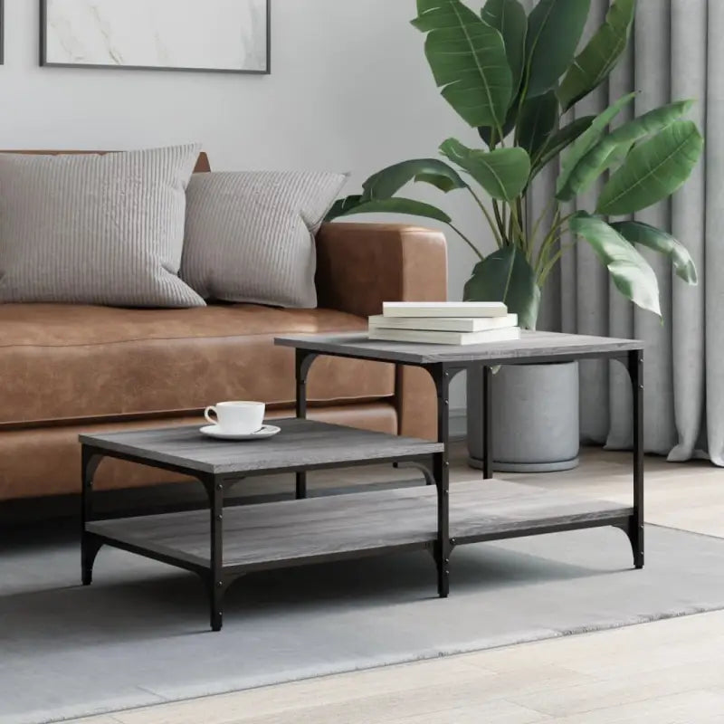 Salontafel van bewerkt hout in grijs Sonoma voor een elegante woonkamer - Grijs sonoma / 1 - Salontafels