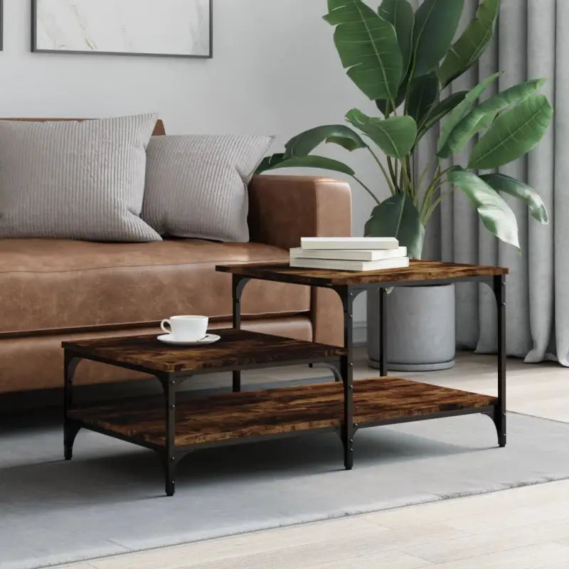 Salontafel van bewerkt hout in grijs Sonoma voor een elegante woonkamer - Gerookt eiken / 1 - Salontafels