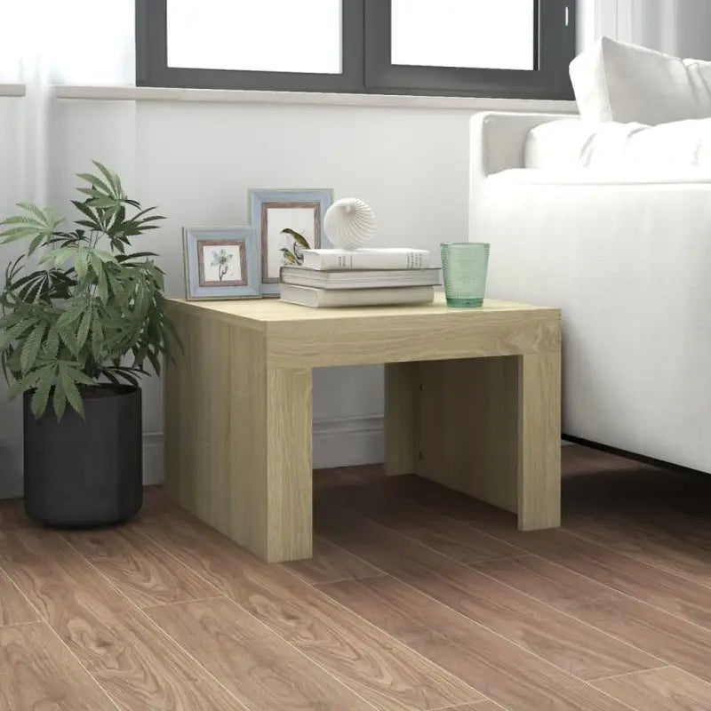 Salontafel van bewerkt hout in grijs sonoma voor een tijdloos interieur - Sonoma eiken / 50 x 50 x 35 cm / 1