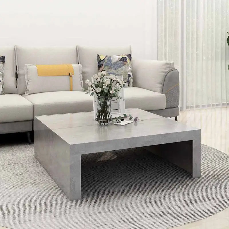 Salontafel van bewerkt hout in grijs sonoma voor een tijdloos interieur - Betongrijs / 100 x 100 x 35 cm / 1