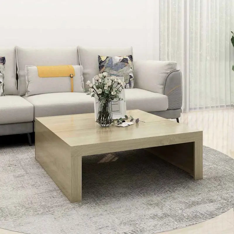 Salontafel van bewerkt hout in grijs sonoma voor een tijdloos interieur - Sonoma eiken / 100 x 100 x 35 cm / 1