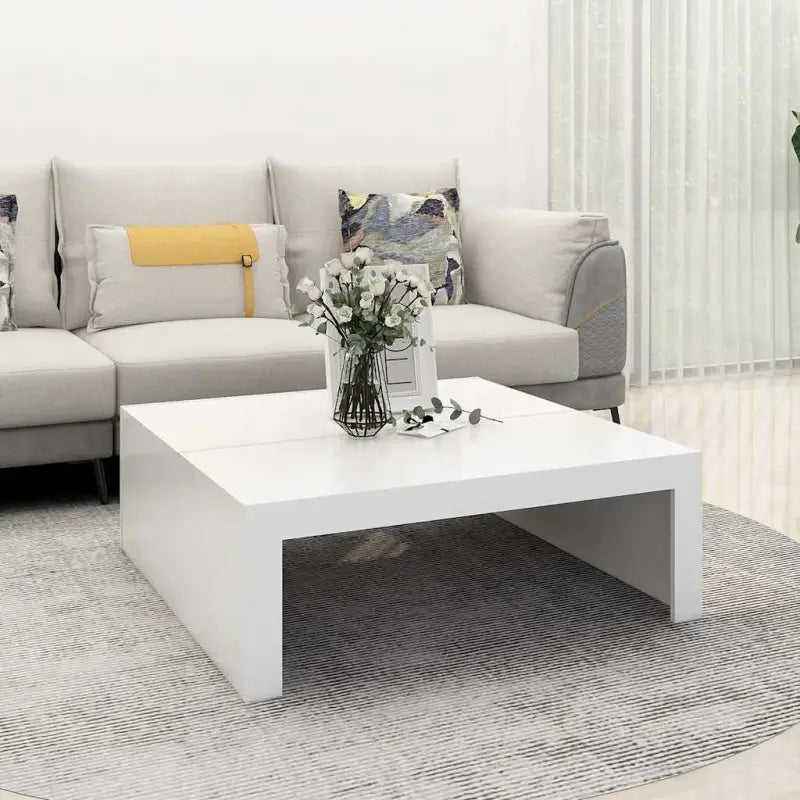 Salontafel van bewerkt hout in grijs sonoma voor een tijdloos interieur - Wit / 100 x 100 x 35 cm / 1 - Salontafels