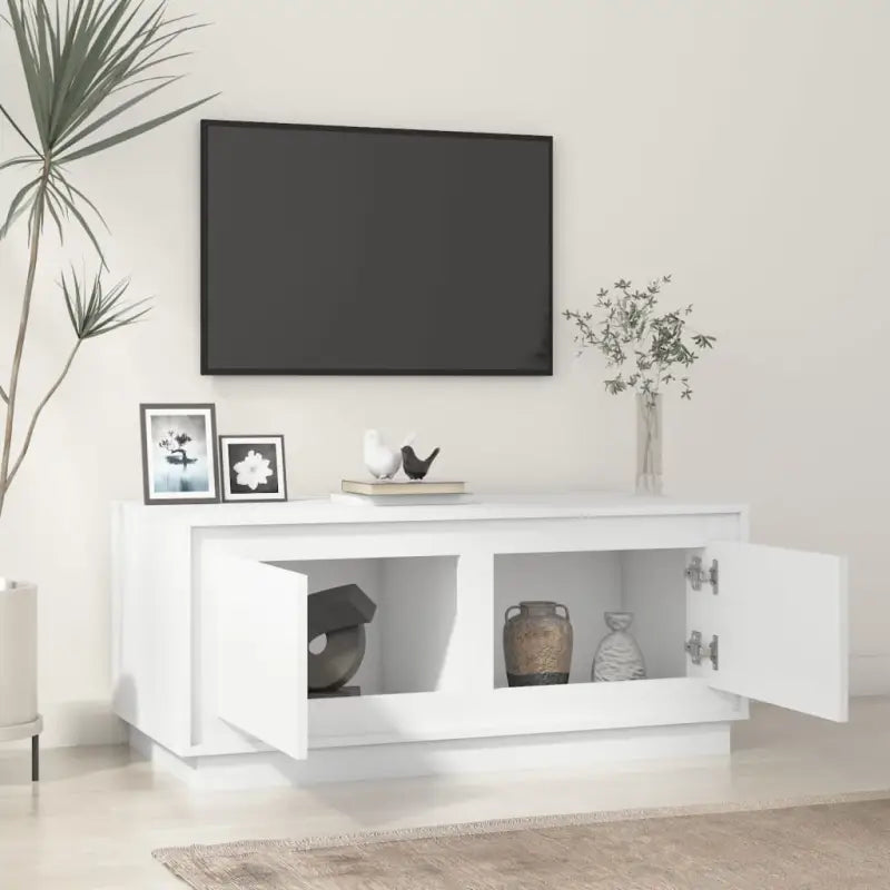 Salontafel van bewerkt hout in hoogglans wit met elegante uitstraling - Salontafels