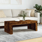 Salontafel van bewerkt hout in hoogglans wit voor een elegante woonkamer - Gerookt eiken / 1 - Salontafels