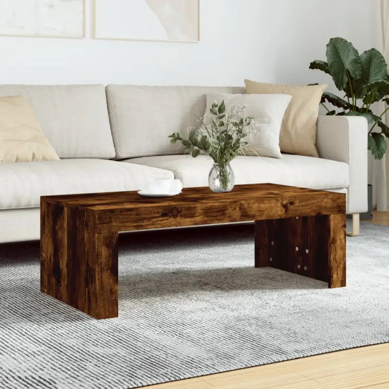 Salontafel van bewerkt hout in hoogglans wit voor een elegante woonkamer - Gerookt eiken / 1 - Salontafels